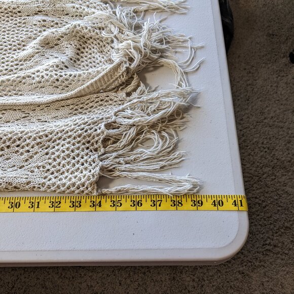 Vivid Importers Bohemian fringed sweater, cream, size large - Picture 6 of 7